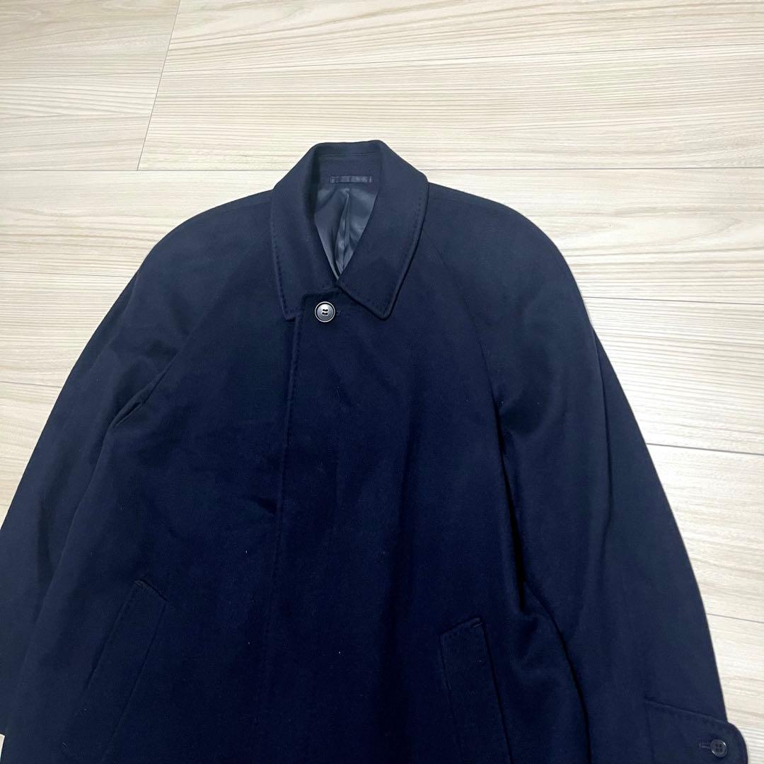 【カシミヤ100%×M.T.LEGEND】マキシ丈比翼チェスターコート 濃紺 L