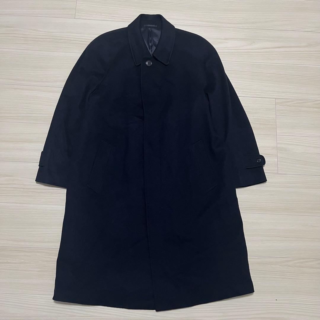 【カシミヤ100%×M.T.LEGEND】マキシ丈比翼チェスターコート 濃紺 L