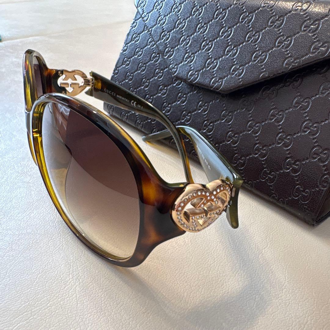 GUCCI ブラウングラデーション サングラス GGマーク ラブリーハート