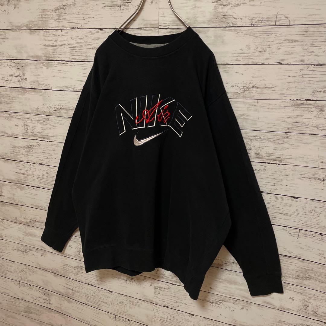 927【希少2XLサイズ】ナイキ♤刺繍ビッグロゴ 90s 銀タグ スウェット人気