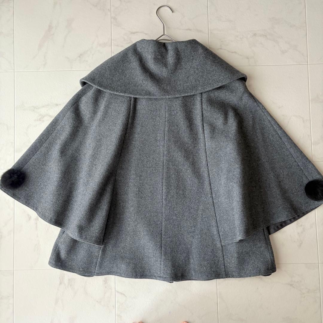 美品✨《TO BE CHIC》 ウールリバー ケープコート レッキスファー