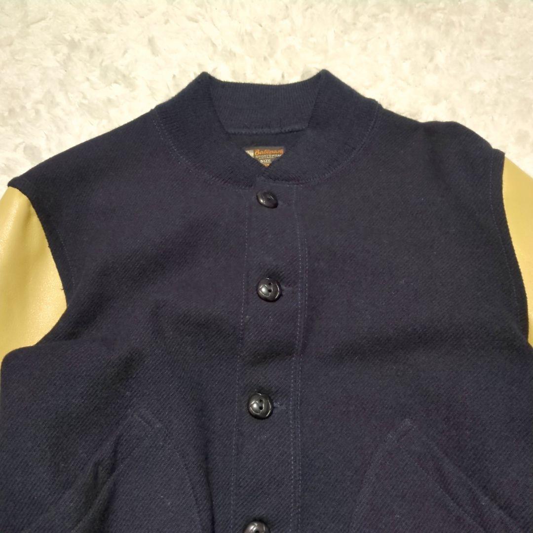 JOE McCOY◇袖革 ウール スタジャン ネイビー ベージュ 42