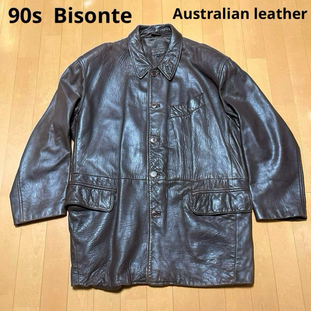90s Bisonte ビゾンテ Australianレザー ジャケット コート - メルカリ
