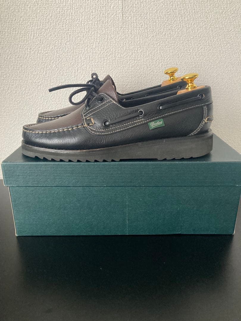 PARABOOT：BARTH SPORT デッキシューズ ブラック×ブラウン 7 Paraboot