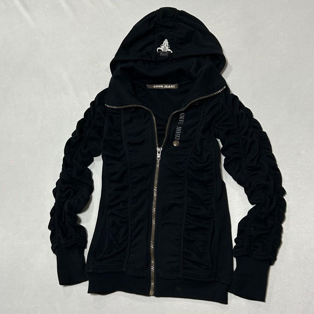 00s CookJeans 立体皺加工 シャーリング ジップパーカー お兄系 8-eight_sf090