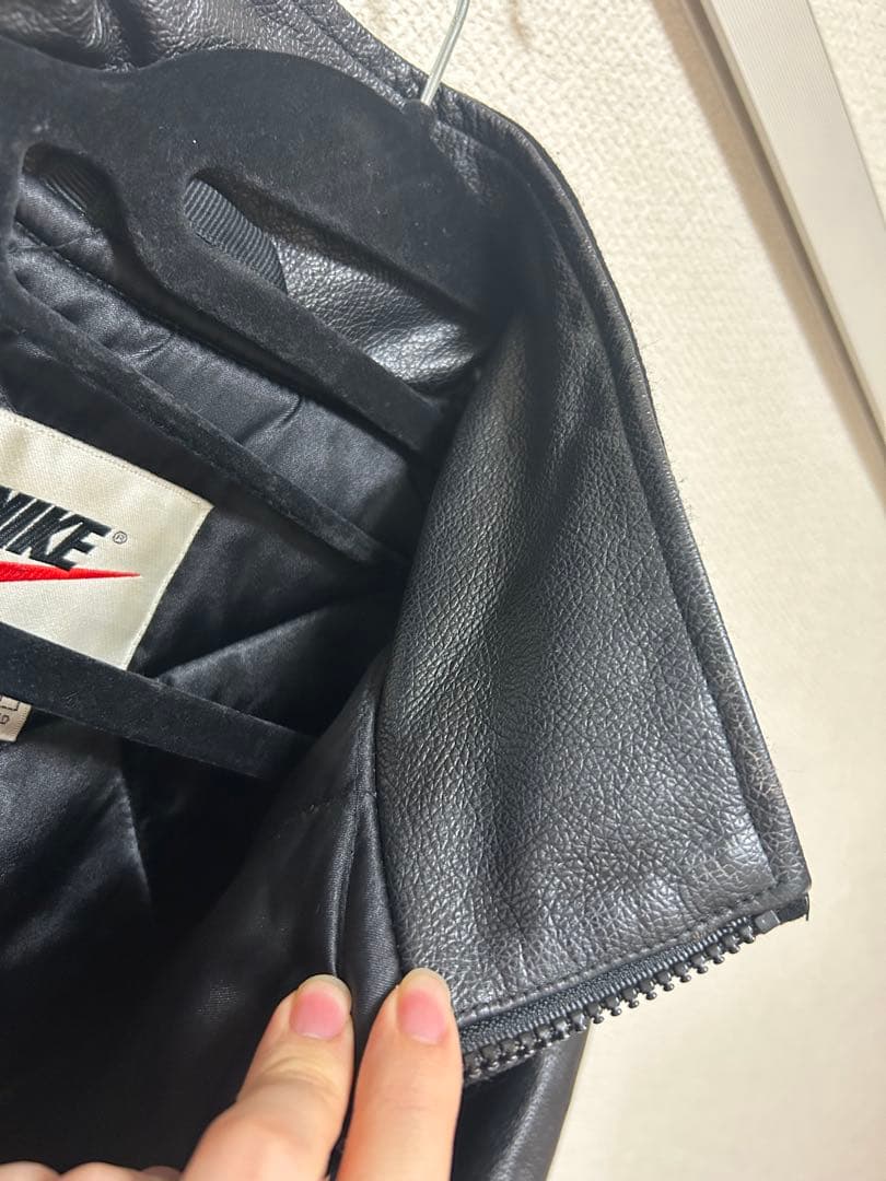 希少 90s NIKE black leather stadium jacket 希少 90s NIKE black
