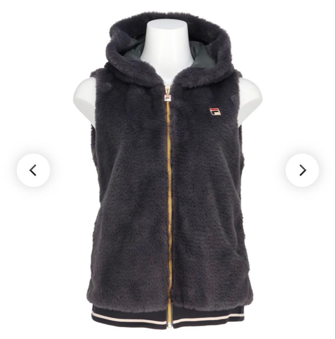 新品 フィラ FILA ファー フードベスト スコート セットアップ L XL