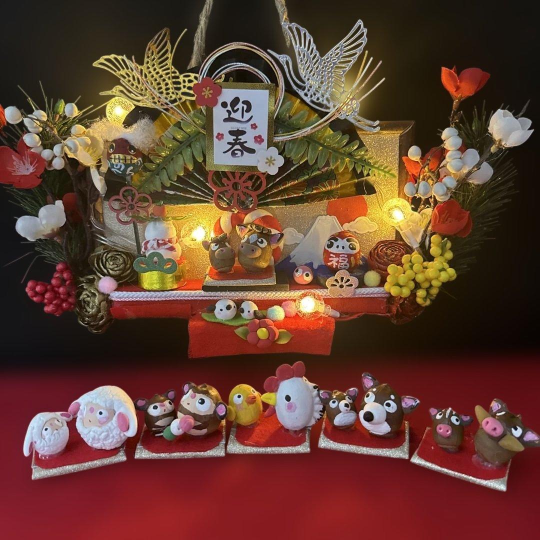 どんぐりアート♡2026年度お正月タペストリー風リース＆初春リース♡