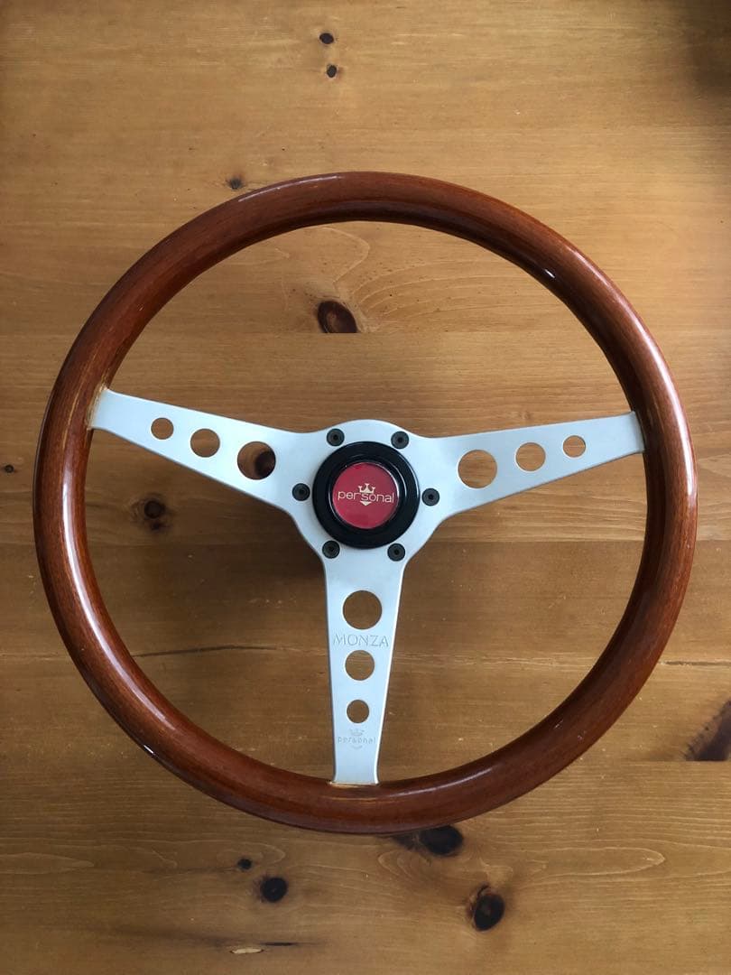 personal MONZA ウッドステアリング ホーンボタン付き 当時物　中古 personal MONZA ウッドステアリング ホーンボタン付き 当時物 中古