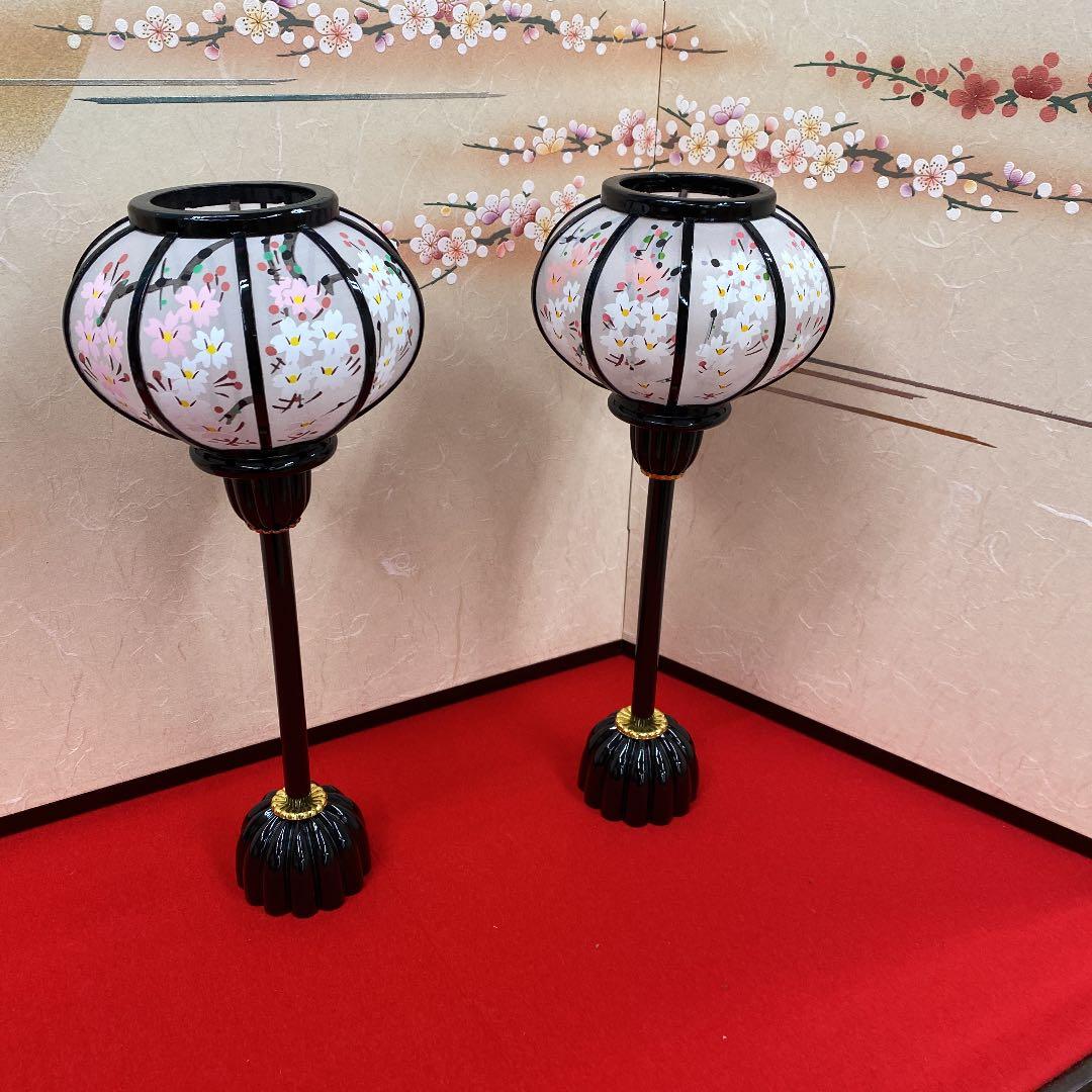 【176】雛人形★ひな祭り★コードレス雪洞15号★木製 雛まつり☆ぼんぼり単品☆木製絹張雪洞コードレス京菊灯ピンク桜15号