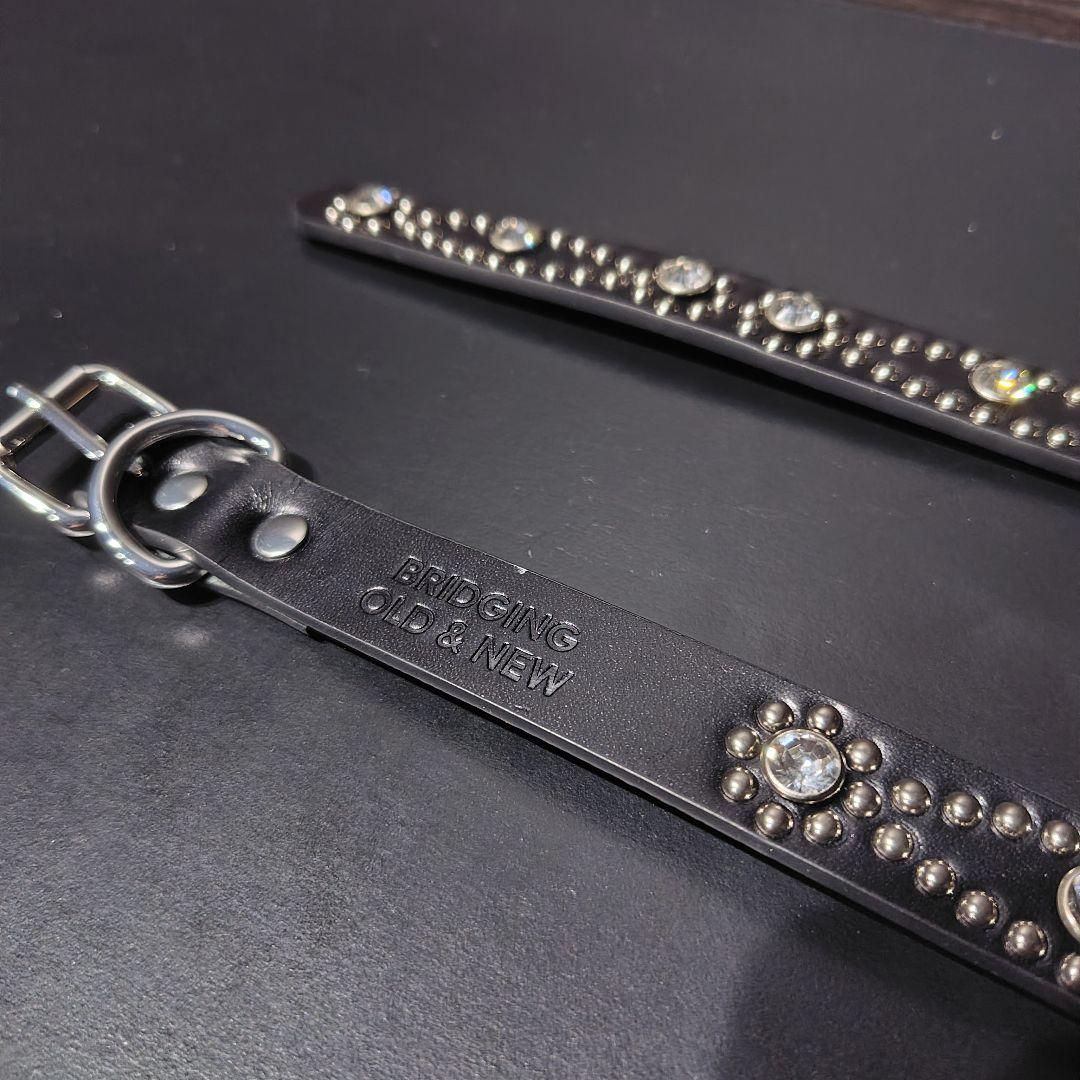 クロス銀□本革レザーフルスタッズナローベルト☆シルバーヴィンテージ