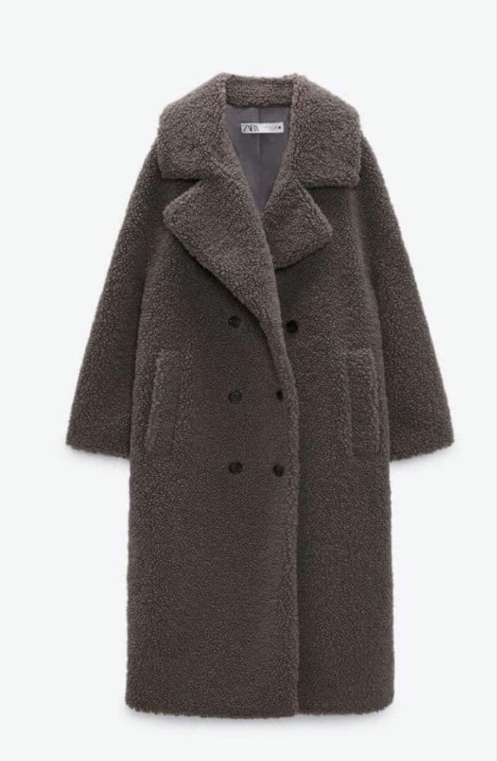 ZARA ブラウン　エクストラロング テディ　ダブルボアコート　S ZARAで見つけた♡おしゃれなテディコート風ロングボアコートが税込
