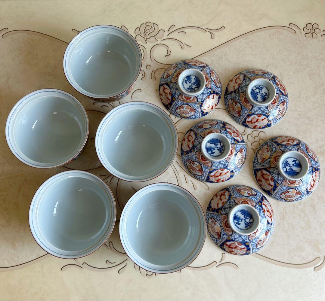 有田焼 醍醐窯 献上古伊万里 蓋付き丼ぶり揃 5客 雑煮碗 どんぶり 色絵