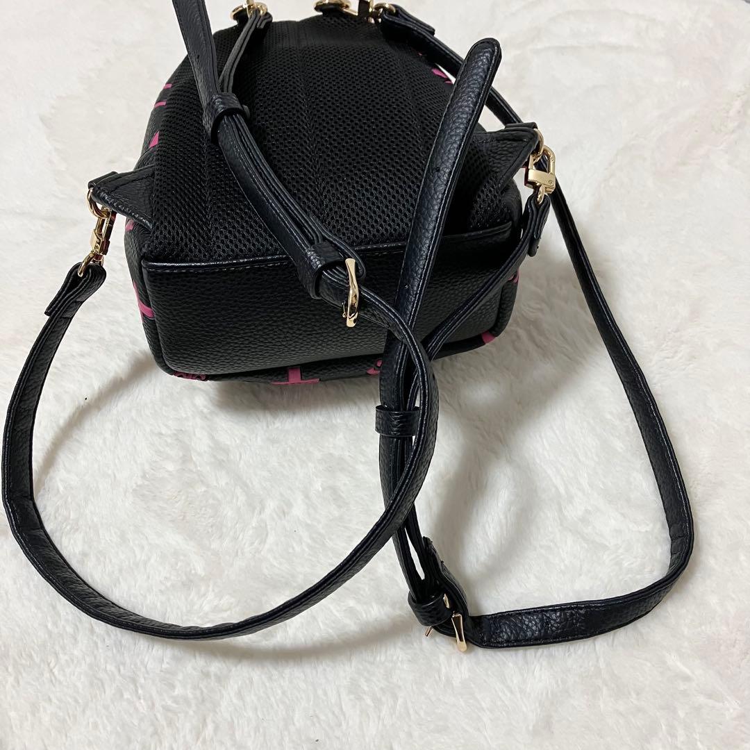 未使用級 CASTELBAJAC ミニ リュック モノグラム 黒 ピンク バッグの