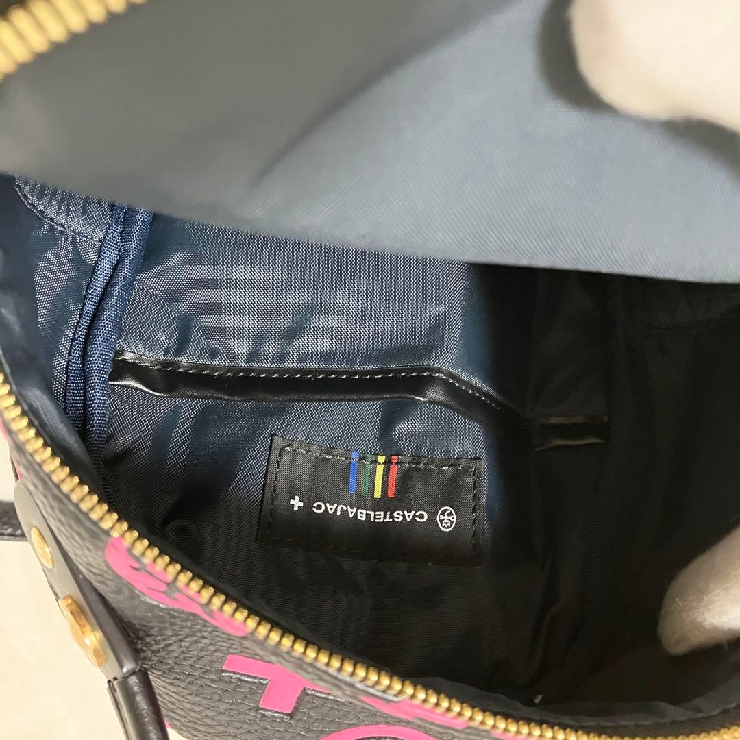 未使用級 CASTELBAJAC ミニ リュック モノグラム 黒 ピンク バッグの
