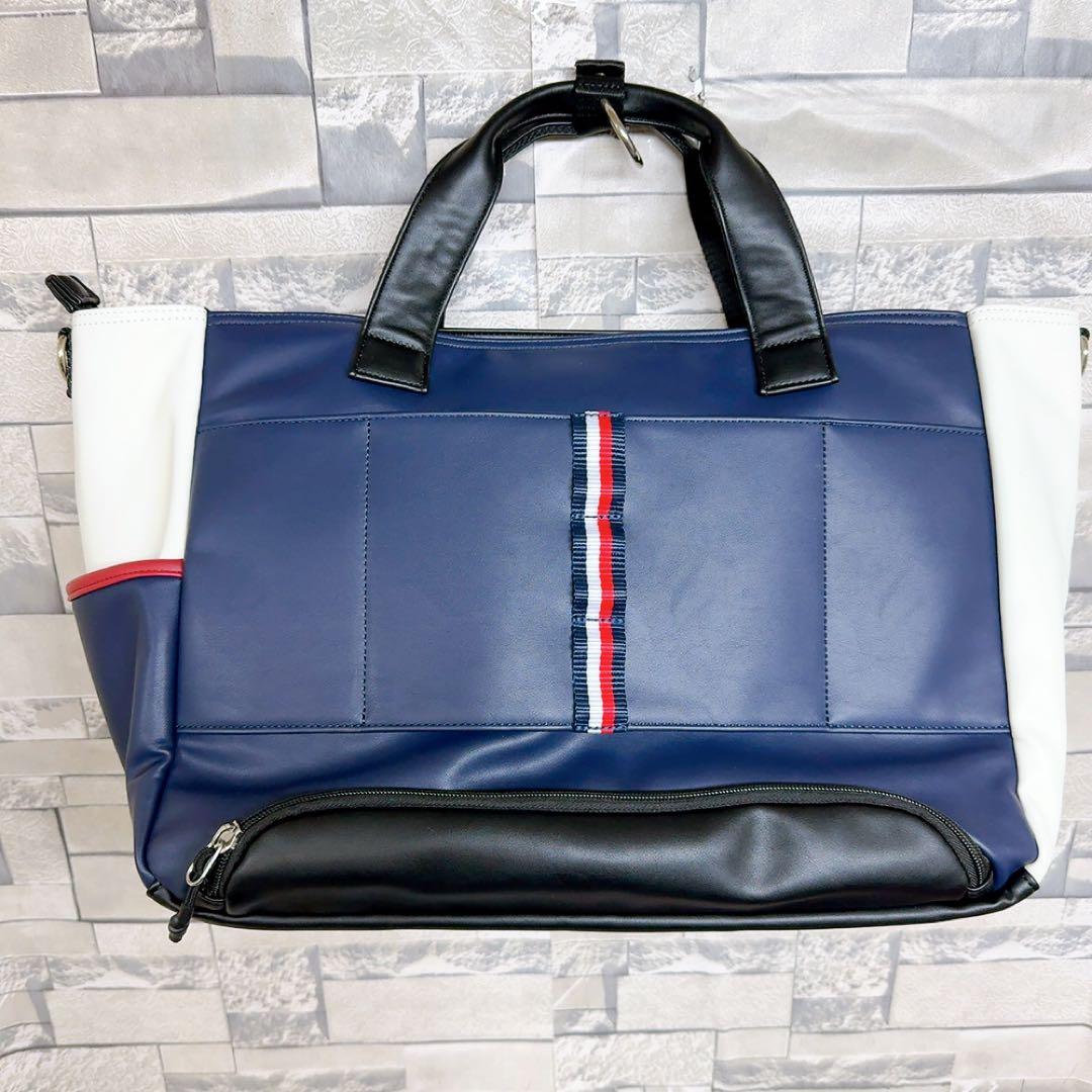 トミーヒルフィガーゴルフ 2WAY ボストンバッグ ネイビー トリコロール