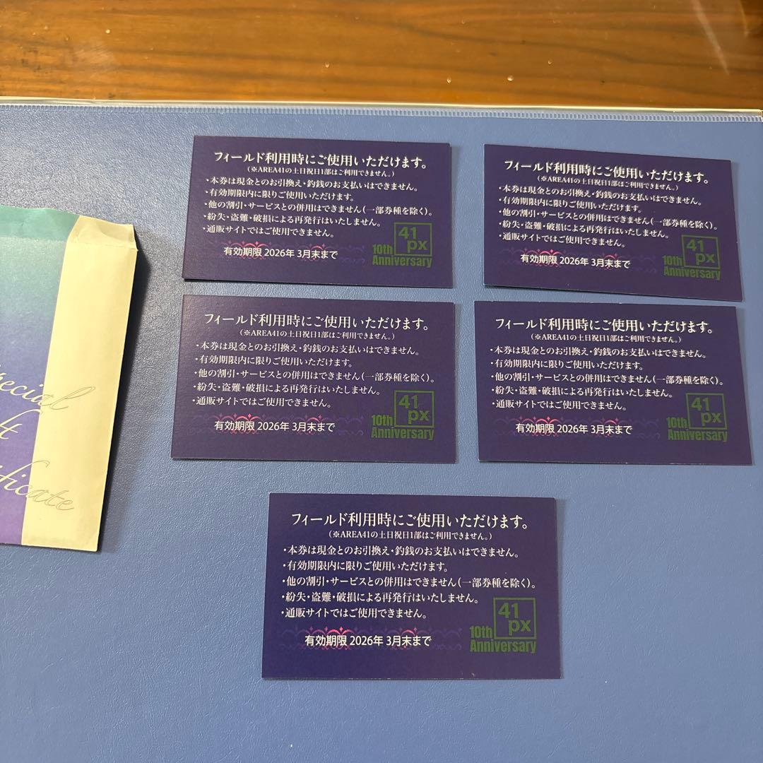 41px AREA41 サバゲーフィールド利用券 5枚 有効期限2026年3月末