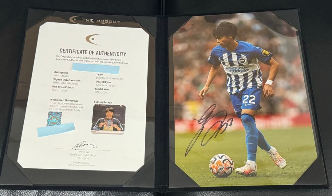 三笘薫直筆サイン入りフォト＋ ブライトン5選手直筆サイン入りカード＋