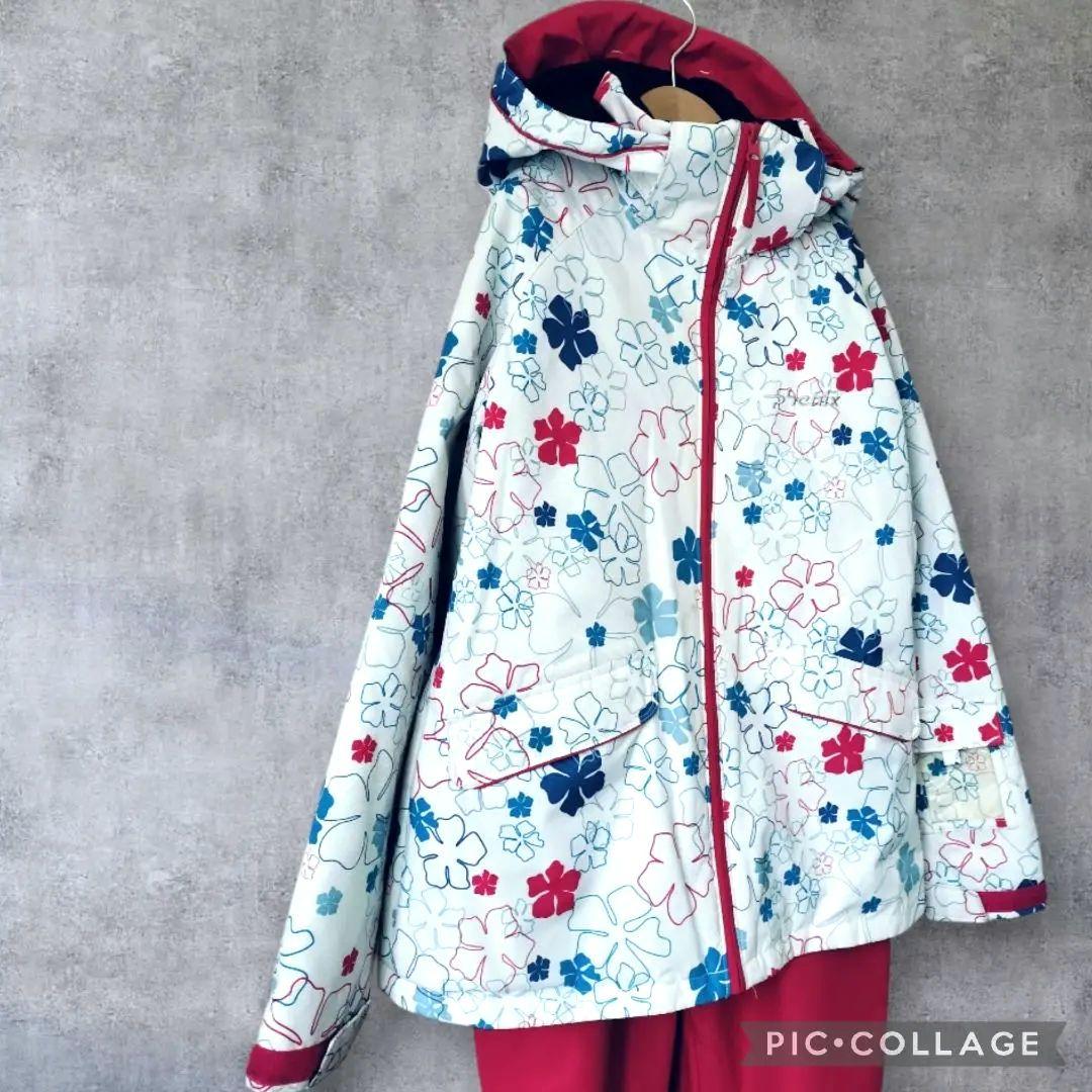 美品 Phenix クリスタルガールズ スキーウェア 160 花柄×ピンク 上下