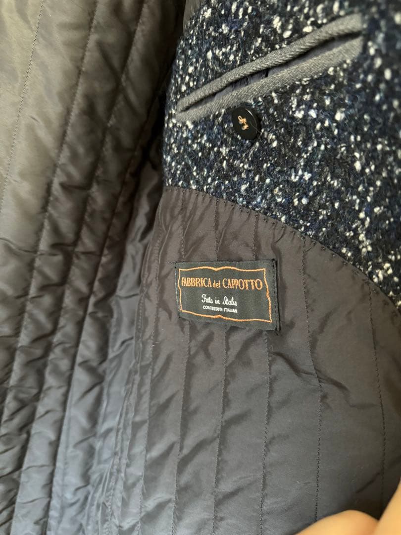 <美品>PALTO ネイビー ハーフ丈 チェスターコート サイズ48 チェスターコート ツイード ハーフコート メンズ シングル 紺/ネイビー