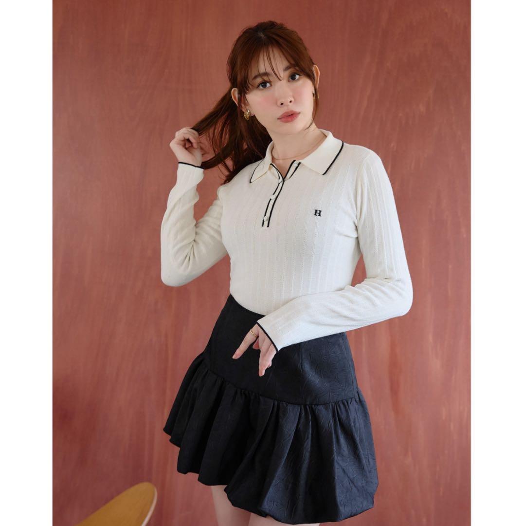 herlipto】Pique Polo Knit Top - メルカリ