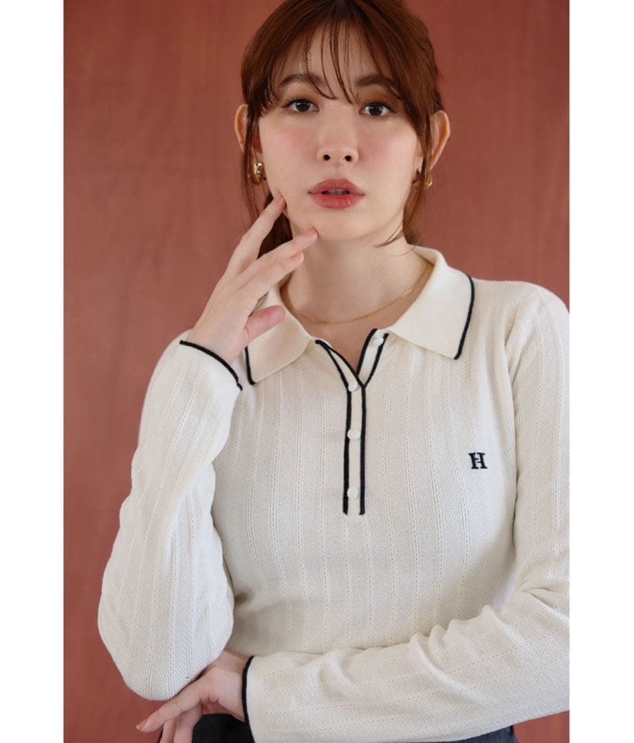 herlipto】Pique Polo Knit Top - メルカリ