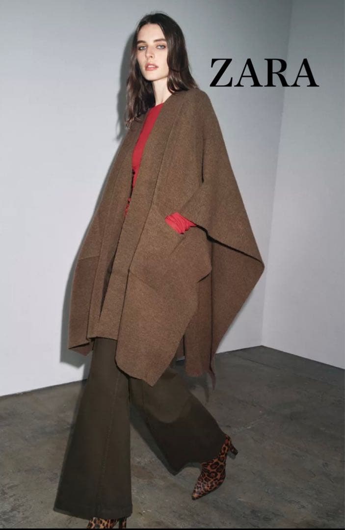 新品 完売 今季 ZARA ロング丈ニットケープ 入手困難 1点限定 - メルカリ
