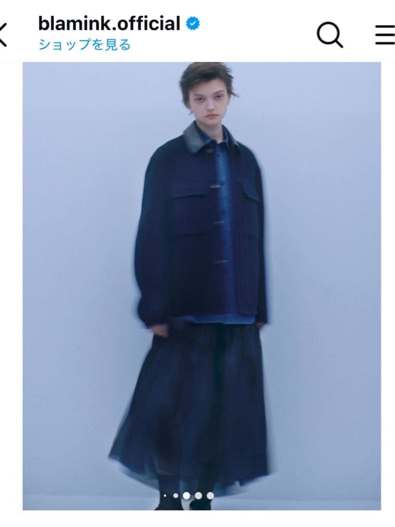 BLAMINK ［未使用］即完売 ダブルフェイスレザーカラージャケットNAVY