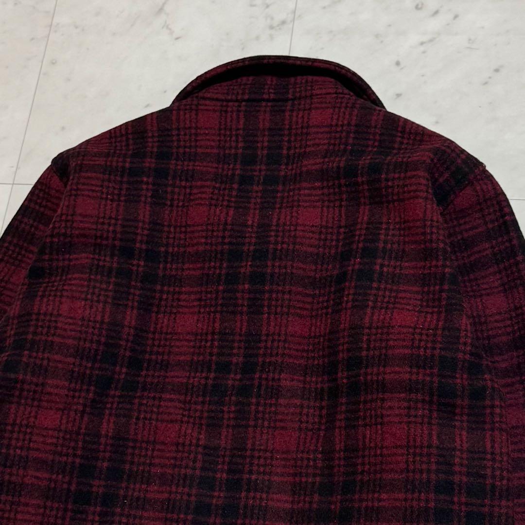 VAN JACKET スタンドカラーコート ウール チェック柄 レッド LL