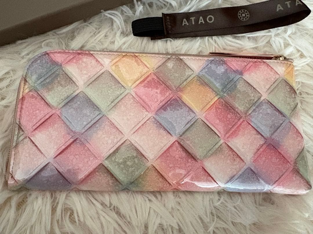 美品♪ATAO 長財布 ピンク パステル ブロックパーティ リモ