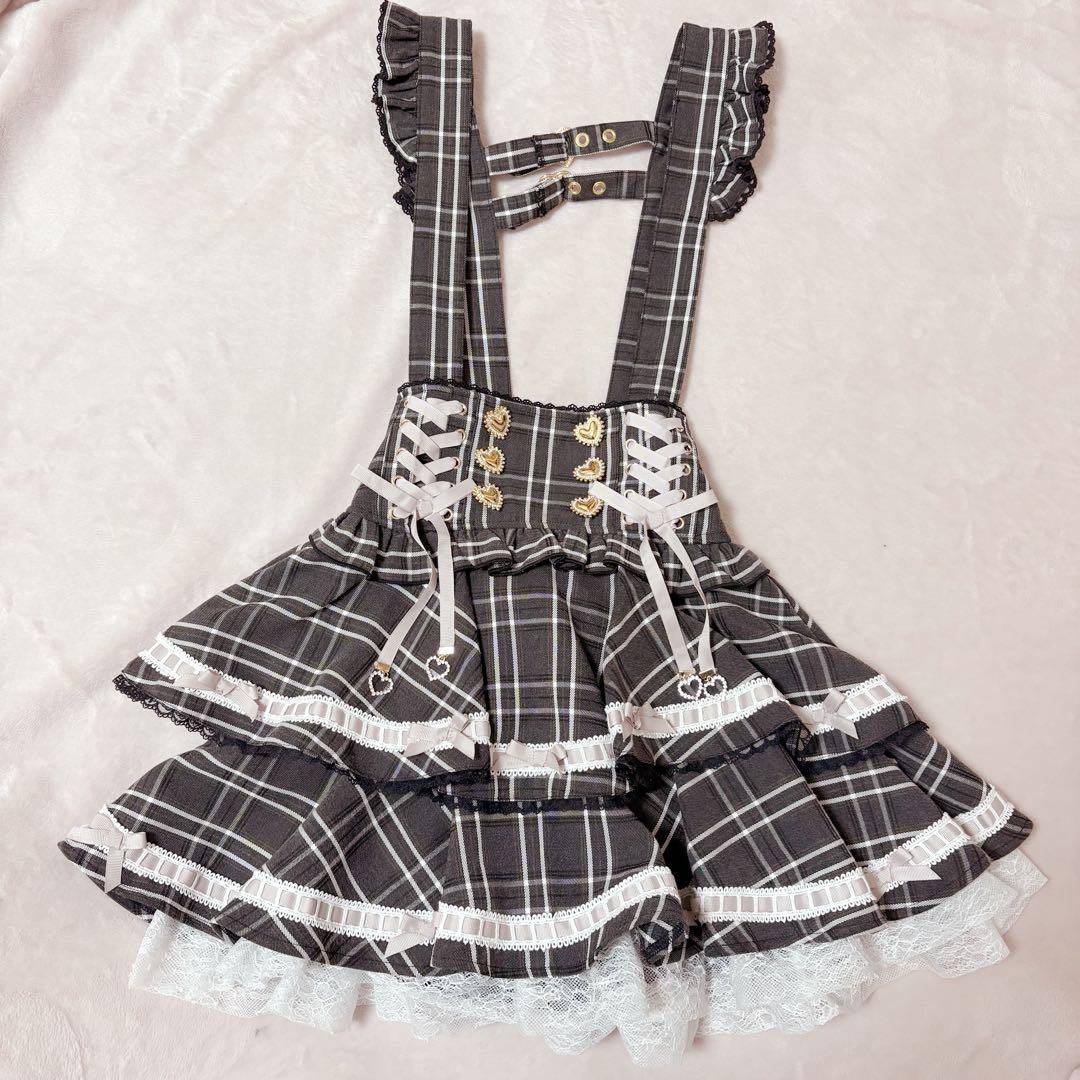 LIZLISA はしごリボンギンガムティアードスカパン 黒 - メルカリ