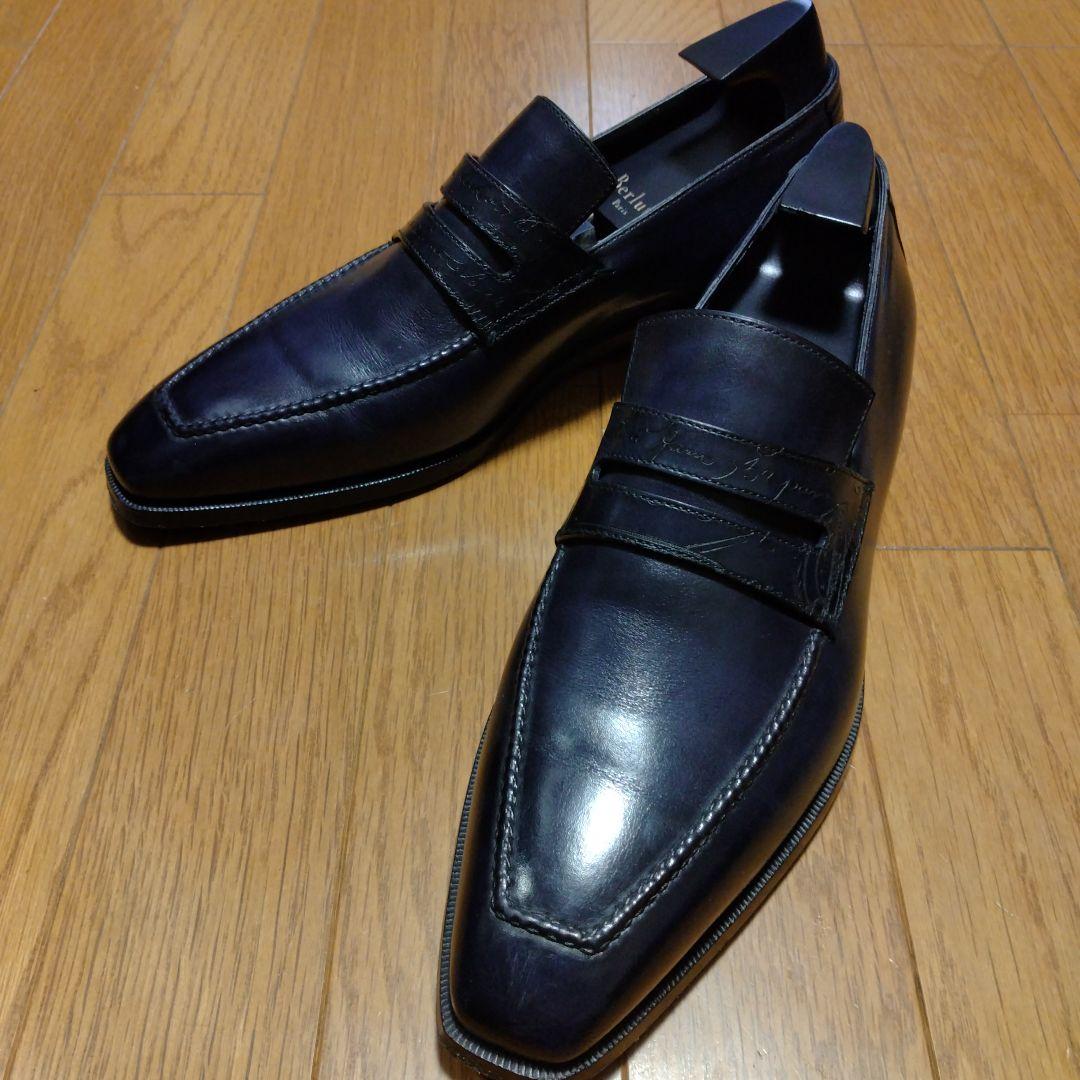 ベルルッティ　ダークブルー革靴　サイズ8 ☆激レア・極上品☆ ベルルッティ Berluti ストレートチップ レザー