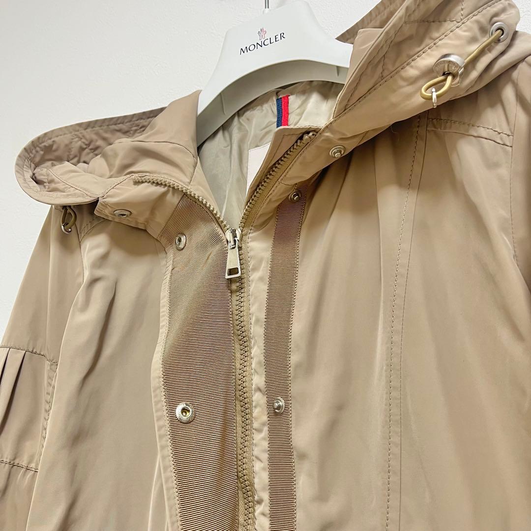 モンクレール TARAWA フーディ ナイロン ロングコート ベージュ サイズ0