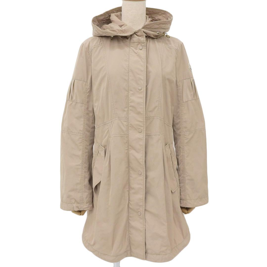 モンクレール TARAWA フーディ ナイロン ロングコート ベージュ サイズ0