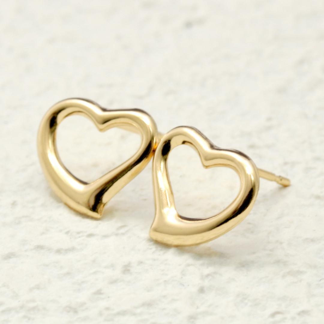 オープンハート 9.5mm(大)ピアス　K18YG　ダブルキャッチ付属
