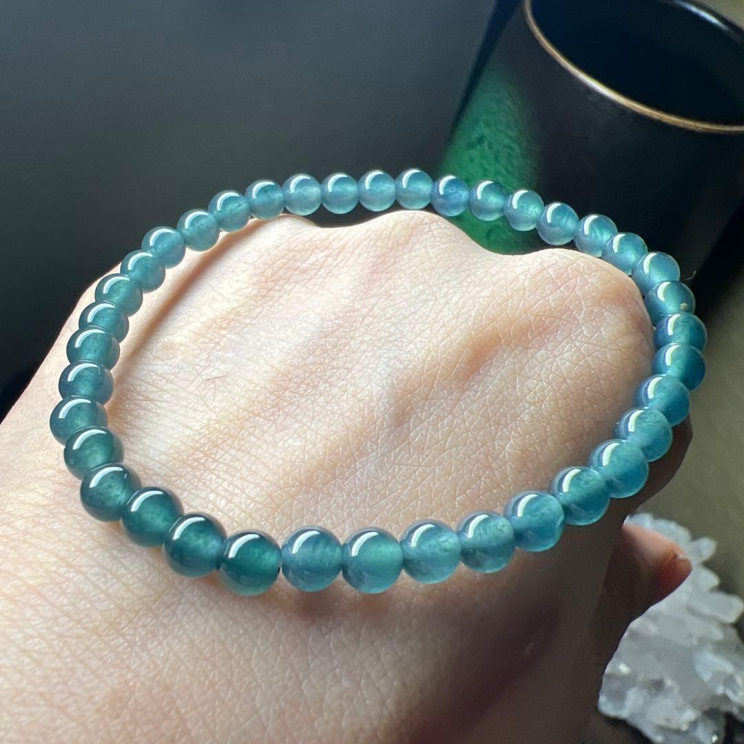 本翡翠、特選純ブルーネイビー、氷藍水ブレスレット
