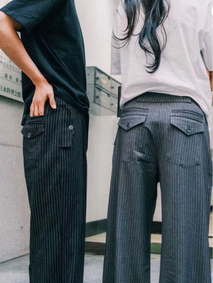 seeksole stripe slacks ストライプスラックスSeekSole ダークグレー