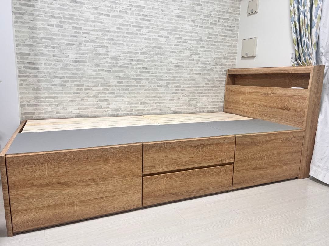 収納付きシングルベッド ミニシングル/70cm】ヘッドボード付き 引出し収納ベッド/Latte 特殊