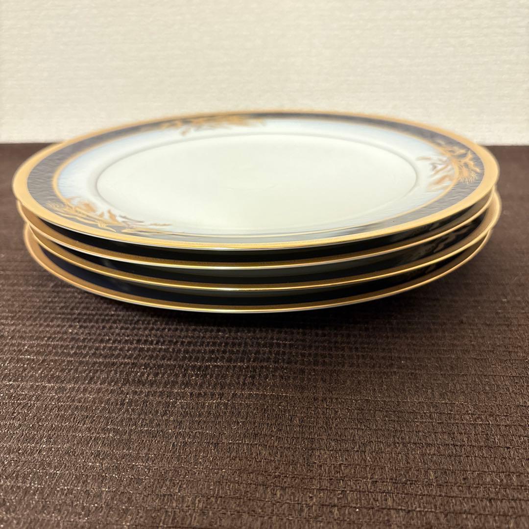 大倉陶園 ロイヤルブルー 瑠璃金彩金蝕稲穂 ディナープレート 26cm