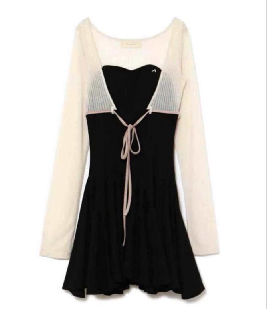 andmary Lona ribbon mini dress ブラック ANDMARY】Lona ribbon mini dress