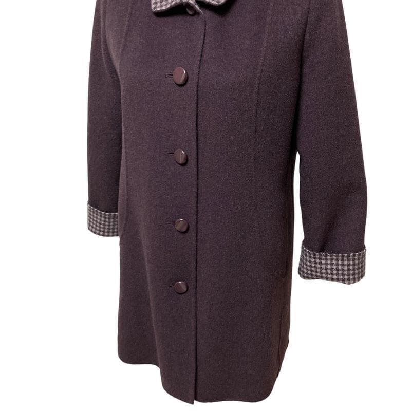 極美品】高級感 Leilian チェック ハーフコート カシミヤ100％