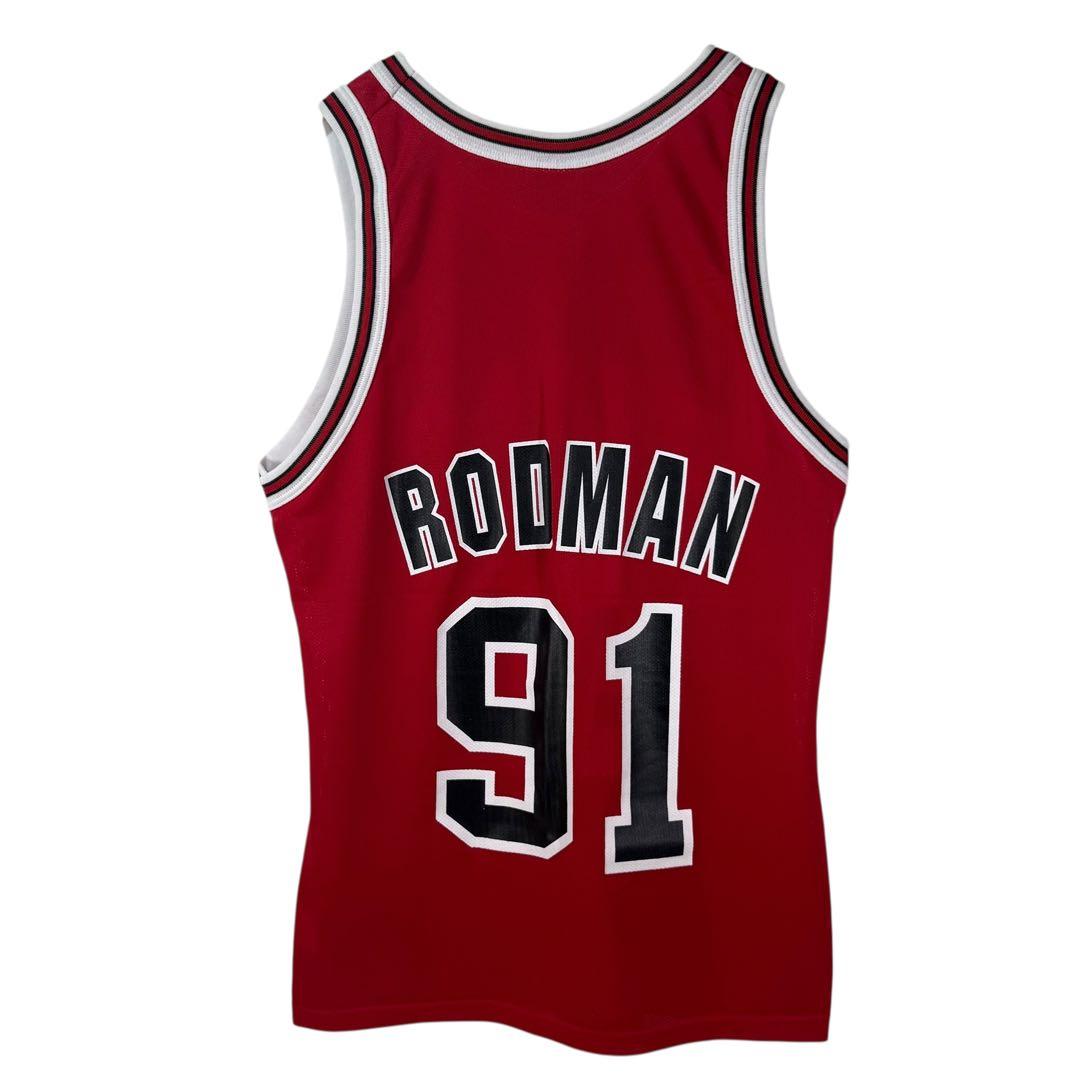 90s Champion NBA ブルズ ロドマン 91 バスケシャツ 40 赤 - メルカリ