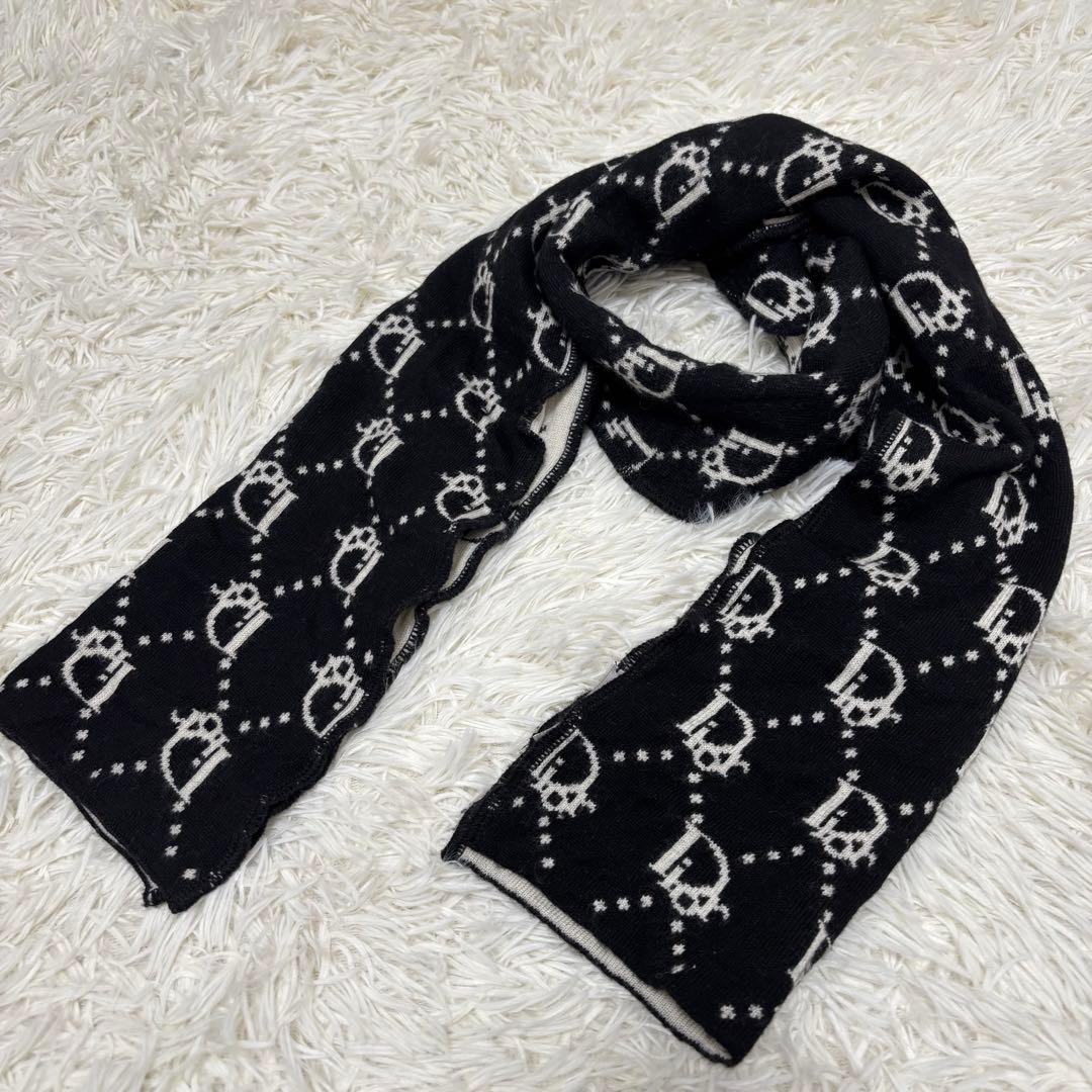 クリスチャンディオール トロッター柄 リバーシブル ウール マフラー