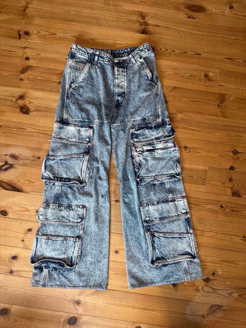 新年セール限定価格！DIESEL カーゴ デニム ワイド パンツ 大きいサイズ キングサイズ ビッグサイズ メンズ FORECAST ストレッチ