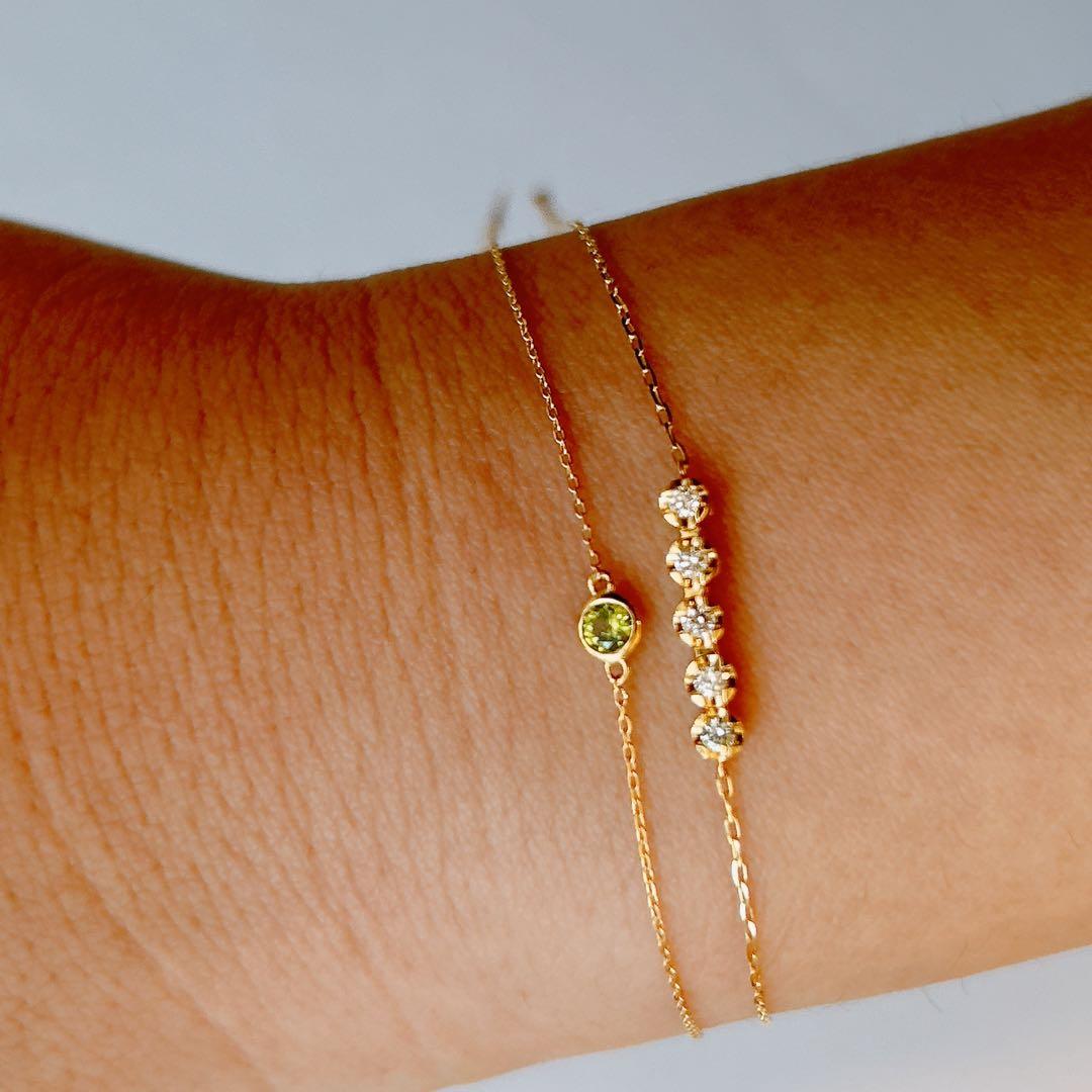 新品 デマントイドガーネット ブレスレット k18 18金 ミニ鑑別書あり