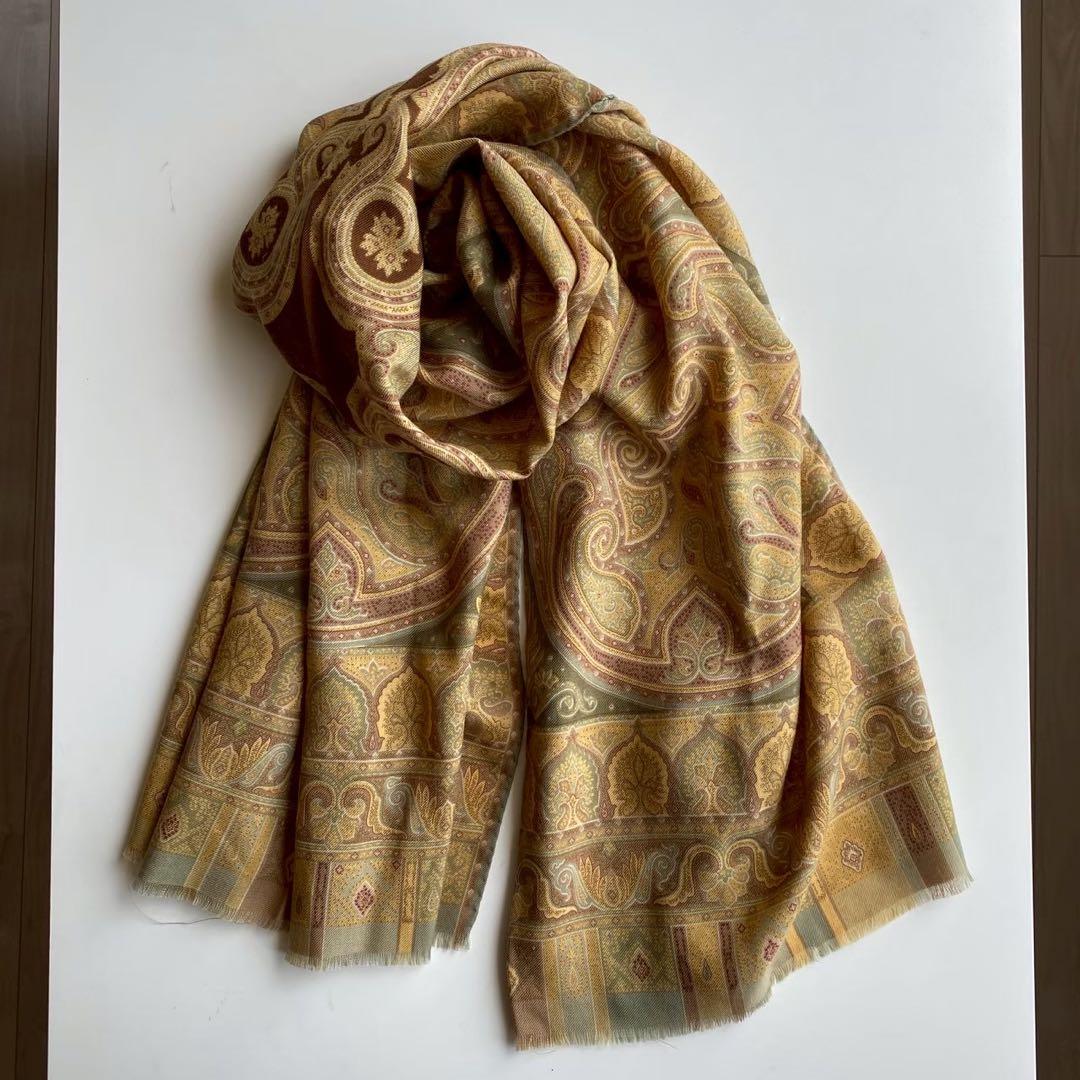 ETRO エトロ 大判ストール イエロー ブラウン