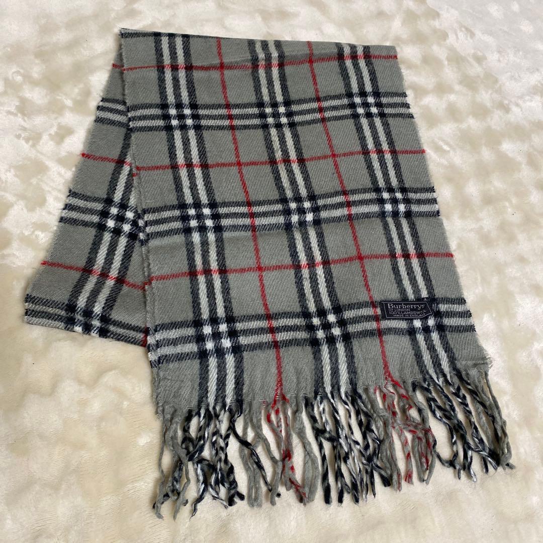 Burberry バーバリー チェック柄マフラー グレー - メルカリ