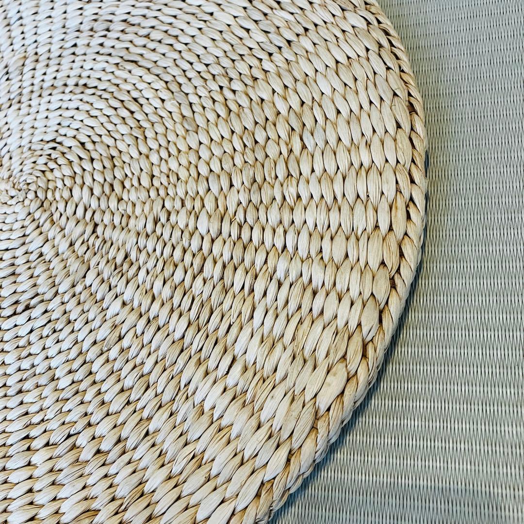 アジアン エスニック ラタン 丸型 座布団 座 クッション 藁 網代編み 藤
