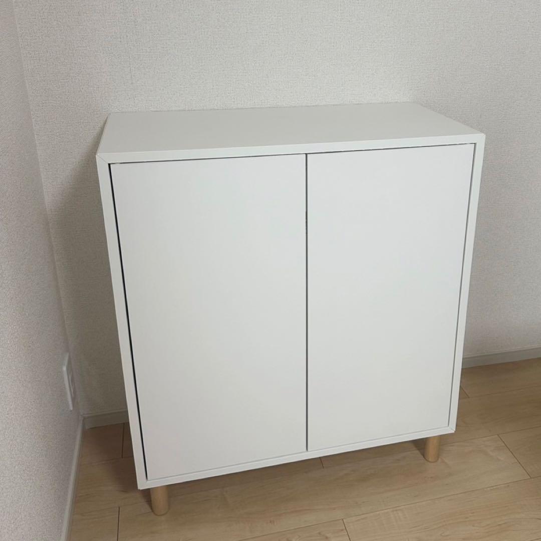 IKEA エーケト　脚ステンレス　脚付き　ホワイト　木製　本棚　キャビネット EKET エーケト キャビネットコンビネーション 脚付き, ホワイト/木製