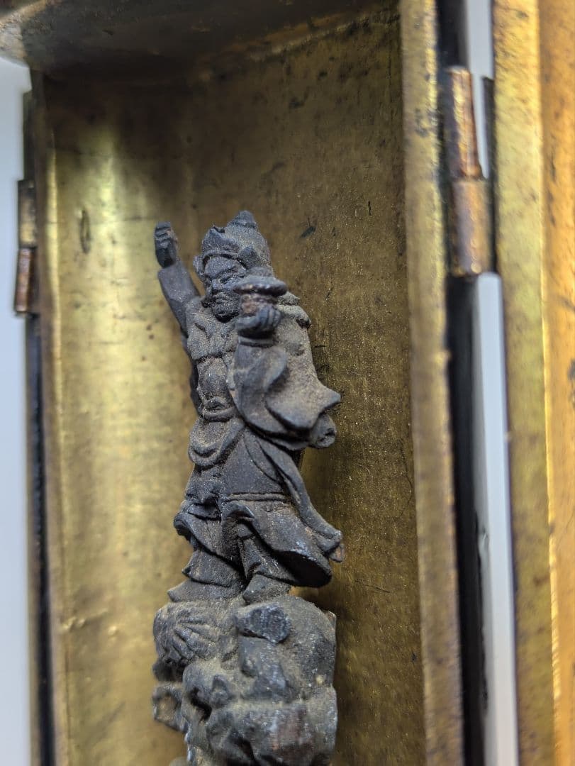 毘沙門天 念持仏 懐中仏 木彫 骨董 江戸時代 厨子 細密彫刻